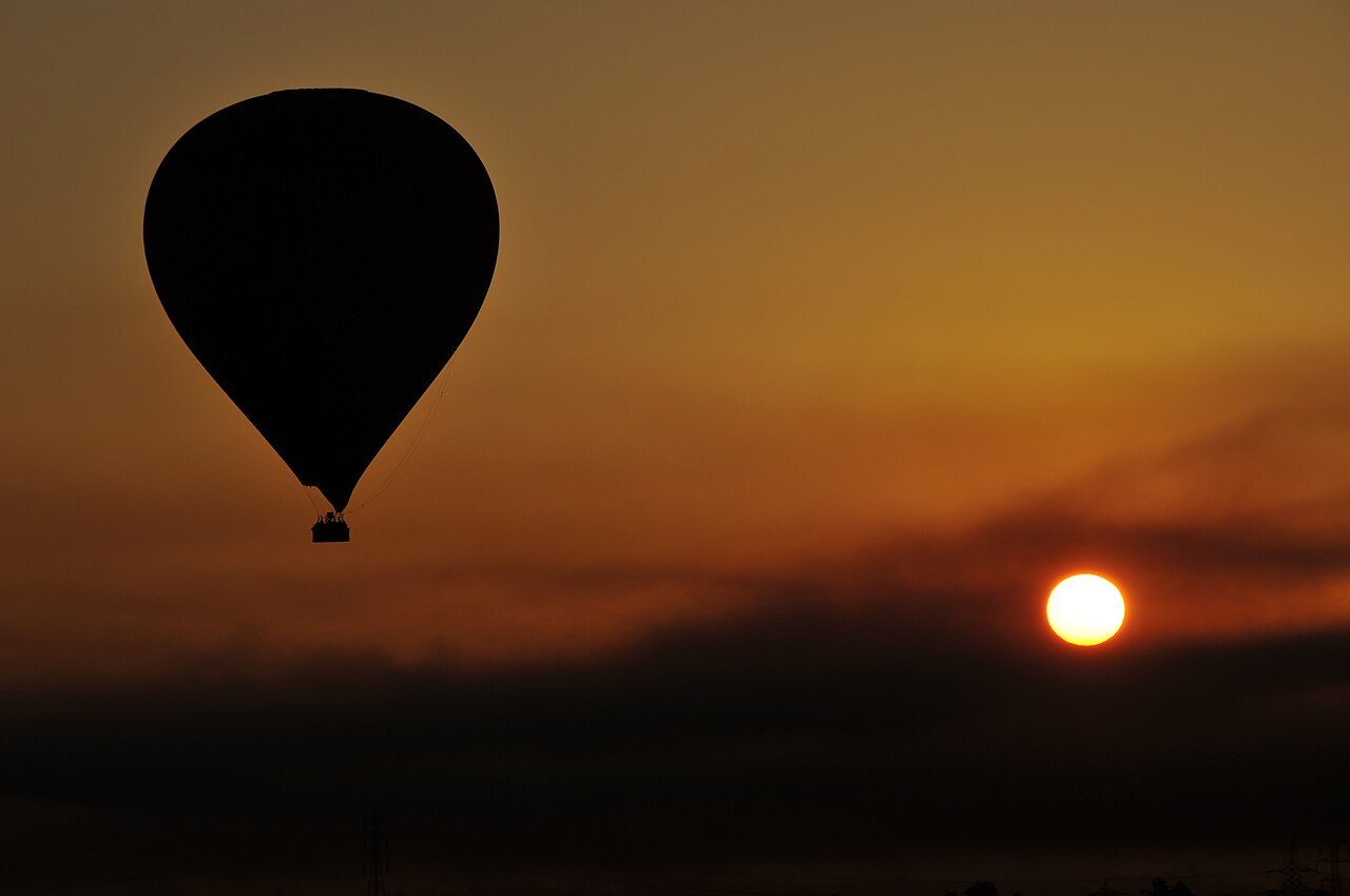 Hot air balloons over the Theban plain