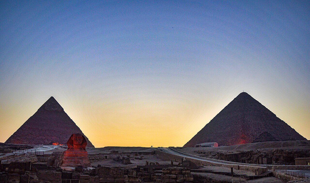 The Great Pyramids at dusk