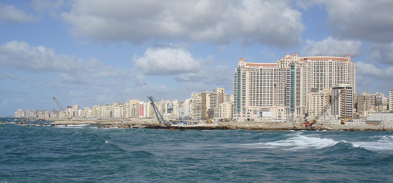 The Alexandria corniche at dusk